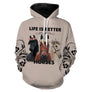 Sweater all-over cheval beige manches longues unisexe trois chevaux couronnes fleuries