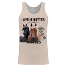 Sweat à capuche cheval beige trois têtes de chevaux fleuries coupe unisexe romantique