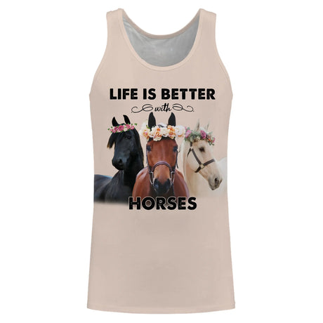 Sweat à capuche cheval beige trois têtes de chevaux fleuries coupe unisexe romantique