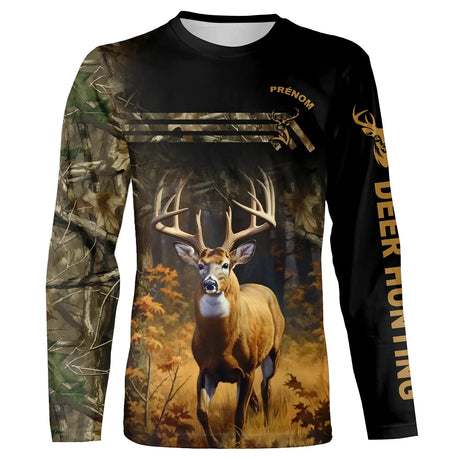 Vêtements Chasse Du Cerf, Deer Hunting, Cadeau Personnalisé Pour Chasseurs - CT18102304 T-shirt All Over Manches Longues Unisexe