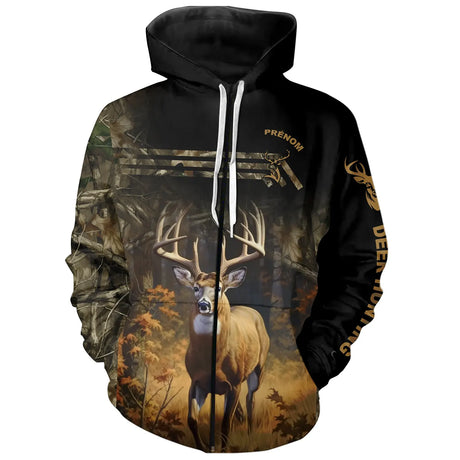 Vêtements Chasse Du Cerf, Deer Hunting, Cadeau Personnalisé Pour Chasseurs - CT18102304 Sweat Zippé All Over Unisexe