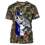 T-shirt all-over pêche bar camouflage roseaux orange bar attaque drapeau France coupe unisexe