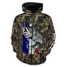 Sweat zippé all-over pêche bar camouflage roseaux drapeau France coupe unisexe surfcasting