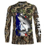 Sweat capuche all-over pêche saumon camouflage forêt et drapeau France lettrage manches