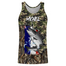 Sweat zippé all-over pêche saumon camouflage drapeau France pour pêcheurs salmonidés