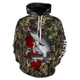 Pêche du Saumon, Camouflage, Drapeau Suisse, Cadeau Personnalisé Pêcheur - CT19072211 Sweat à Capuche All Over Unisexe