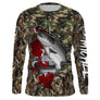 Manches longues anti-UV pêche salmonidés camouflage drapeau suisse croix blanche saumon stylisé