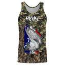 Sweat zippé all-over pêche truite camouflage drapeau France pour pêcheurs salmonidés