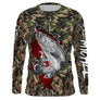 Manches longues anti-UV pêche salmonidés camouflage drapeau suisse croix blanche truite stylisée