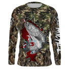 Manches longues anti-UV pêche salmonidés camouflage drapeau suisse croix blanche truite stylisée