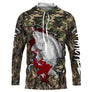 T-shirt anti-UV capuche pêche carpe camouflage forêt drapeau suisse carpe miroir en gros plan