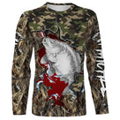 T-shirt manches longues pêche carpe camouflage Suisse motif cyprinidé en gros plan