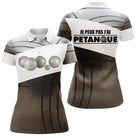 Polo pétanque homme femme manches courtes blanc marron, design bouliste humour pour club