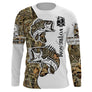 Maillot UV manches longues pêche bar humour bicolore blanc camouflage prénom personnalisé