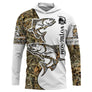 Sweat UV à capuche pêche truite personnalisable tatouage bicolore blanc camouflage prénom personnalisé