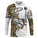 Sweat UV à capuche pêche truite personnalisable tatouage bicolore blanc camouflage prénom personnalisé