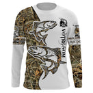 Maillot UV manches longues pêche truite personnalisable tatouage bicolore blanc camouflage prénom personnalisé