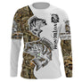 Maillot UV manches longues pêche perche performant attrape poissons tatouage bicolore camouflage prénom personnalisé