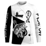 Sweat capuche all-over pêche bar Fish On noir blanc avec bar et hameçon