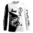 Sweat capuche all-over pêche saumon Fish On noir blanc avec saumon et hameçon