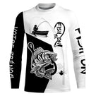 Sweat capuche all-over pêche perche Fish On noir blanc avec perche et hameçon
