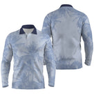 Polo golf manches longues unisexe bleu pastel motif cocotier séchage rapide