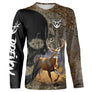 T-shirt all-over camouflage unisexe avec cerf et crâne stylisé, collection sauvage automne, prénom personnalisé