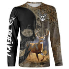 T-shirt all-over camouflage unisexe avec cerf et crâne stylisé, collection sauvage automne, prénom personnalisé