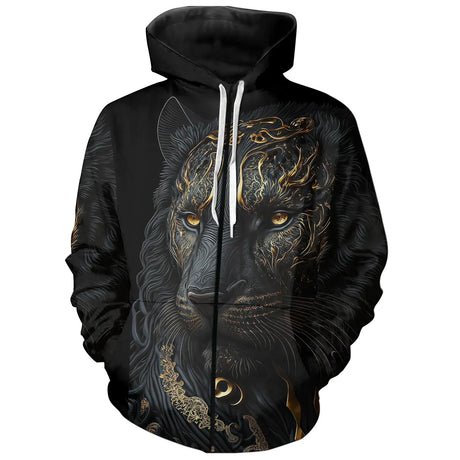 T-Shirt Panthère d'Or - Art Tribal et Dorures Élégantes - Esprit Animal Sauvage - CT22022451 Sweat Zippé All Over Unisexe