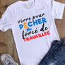 T-shirt blanc humour pêche Vivre pour pêcher forcé de travailler lettrage multicolore poisson stylisé