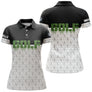 Polo golf personnalisé noir vert prénom au torse mini logo balle de golf