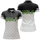 Polo golf personnalisé noir vert prénom au torse mini logo balle de golf