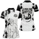 Polo pétanque humour damier noir blanc, design J'peux pas j'ai pétanque personnalisé bouliste