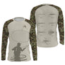 Hoodie pêche mouche manches camouflage croquis mouches schémas techniques vue dos