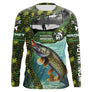 Maillot UV manches longues pêche brochet peau passion multicolore camouflage prénom personnalisé