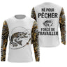 T-shirt Pêcheur Brochet "Né Pour Pêcher, Force de Travailler" - Protection UV & Style - CT24072023 T-shirt Anti UV Manches Longues Unisexe Blanc