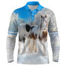 Polo Équitation Homme Femme, Cadeau Original Fan des chevaux, Chaval Dans La Neige - CT24082222