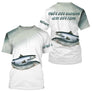 T-shirt all-over pêche saumon gris argenté avec saumons en remontée coupe unisexe rivière