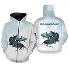 Sweat zippé all-over pêche silure bleu pâle coupe unisexe pour traque des silures