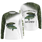 Manches longues anti-UV pêche brochet camouflage vert et blanc motif brochet imprimé all-over