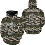 Sweat zippé pêche truite all-over camouflage motif truite noire encrée prénom personnalisé moucheur écologique torrent