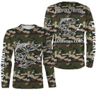 Hoodie pêche truite all-over camouflage forêt motif truite noire encrée pêcheur prénom personnalisé écologique