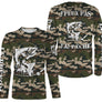Maillot UV manches longues pêche saumon all-over camouflage motif saumon humour cons prénom personnalisé moucheur