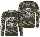 Maillot UV manches longues pêche saumon all-over camouflage motif saumon humour cons prénom personnalisé moucheur