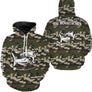 Hoodie pêche silure UV all-over camouflage forêt motif silure noir encré humour pêcheur prénom personnalisé