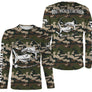 T-shirt UV pêche silure all-over camouflage forêt motif silure humour Big Moustaches prénom personnalisé pêcheur