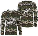 T-shirt UV pêche silure all-over camouflage forêt motif silure humour Big Moustaches prénom personnalisé pêcheur