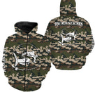 Sweat zippé pêche silure UV all-over camouflage motif silure humour Big Moustaches prénom personnalisé clonk