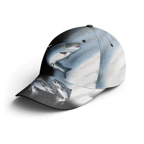 Casquette pêche saumon all-over peau réaliste argentée saumon atlantique pêcheur eaux vives unisexe