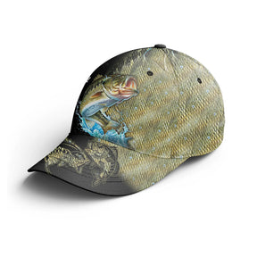 Casquette pêche bar all-over peau réaliste verte tachetée bar côtier mer pêcheur unisexe